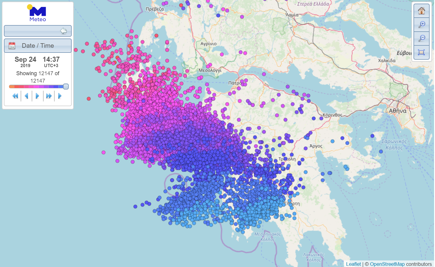 Πάνω από 12.000 κεραυνοί έπεσαν στην Πελοπόννησο από το πρωί της Τρίτης